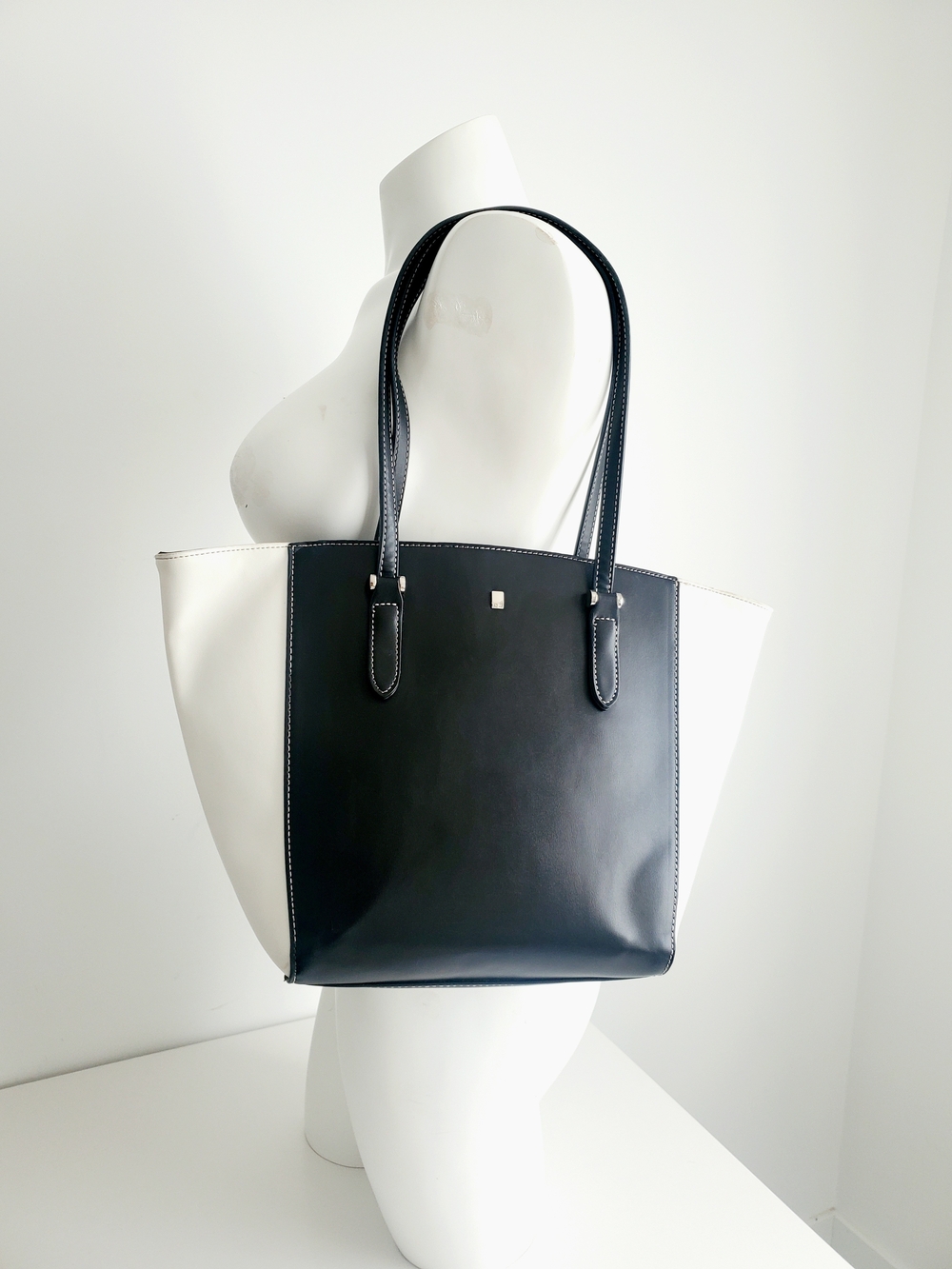 Classic Black and White Colorblock Tote